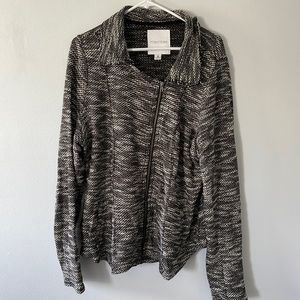 Knit blazer with asymmetrical zipper